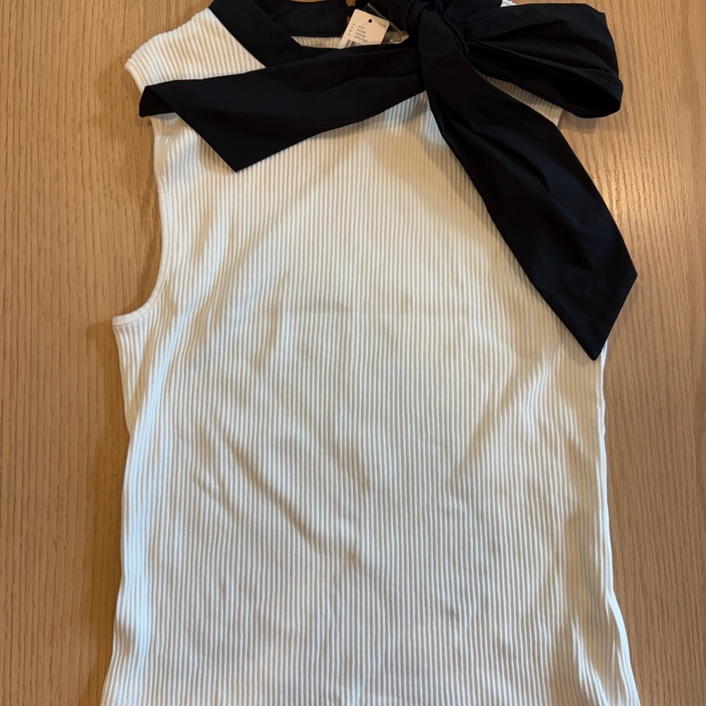 Anthropologie Ribbed Tie Front White Tank Top